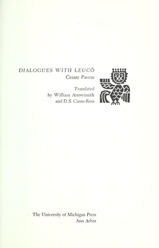 Cesare Pavese: Dialogues with Leucò (1965, University of Michigan Press)