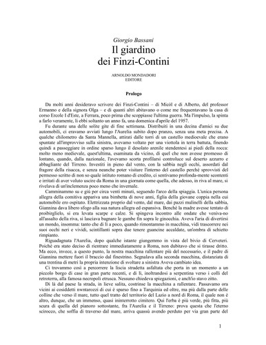 Giorgio Bassani: Il giardino dei Finzi-Contini (Italian language, 1991, Oscar Mondadori)