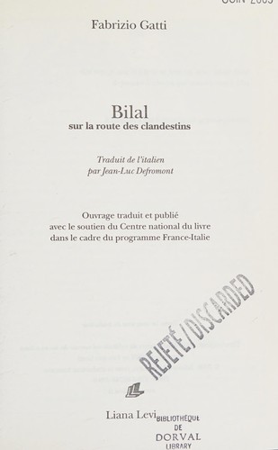 Fabrizio Gatti: Bilal (French language, 2008, L. Levi)