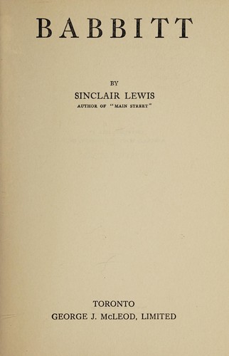 Sinclair Lewis: Babbitt (1922, George J. McLeod)