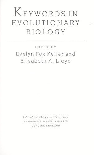 Evelyn Fox Keller, Elisabeth A. Lloyd: Keywords in Evolutionary Biology (Paperback, 1998, Harvard University Press)