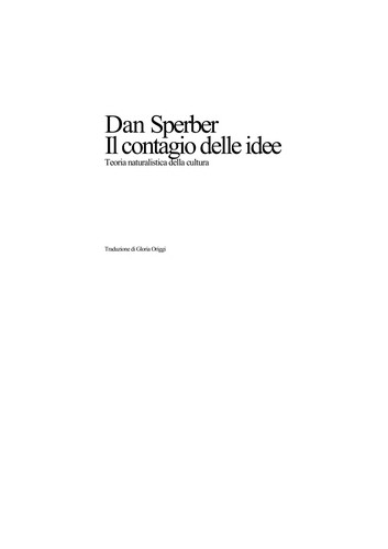 Dan Sperber: Il contagio delle idee (Italian language, 1999, Feltrinelli)