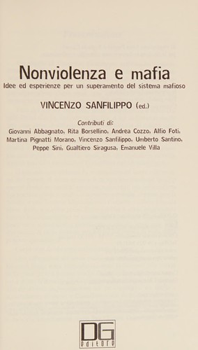 Giovanni Abbagnato, Vincenzo Sanfilippo: Nonviolenza e mafia (Italian language, 2005, DG)