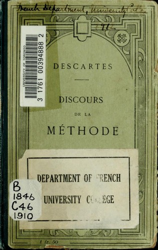 René Descartes: Discours de la méthode (French language, 1910, Hachette)