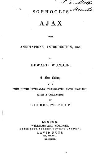 Sophocles: Ajax (1853, Williams and Norgate , etc.)