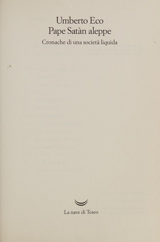 Umberto Eco: Pape Satàn aleppe (Italian language, 2016)