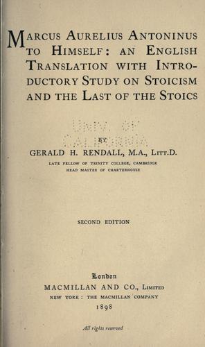 Marc Aurèle: Marcus Aurelius Antoninus to himself (1898, Macmillan)