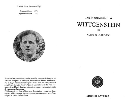 Aldo Giorgio Gargani: Introduzione a Wittgenstein (Italian language, 1985, Editore Laterza)