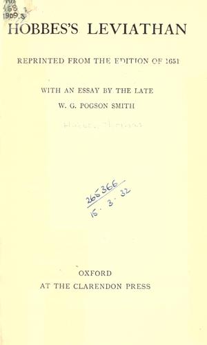 Thomas Hobbes: Hobbes's Leviathan (1909, Clarendon Press)