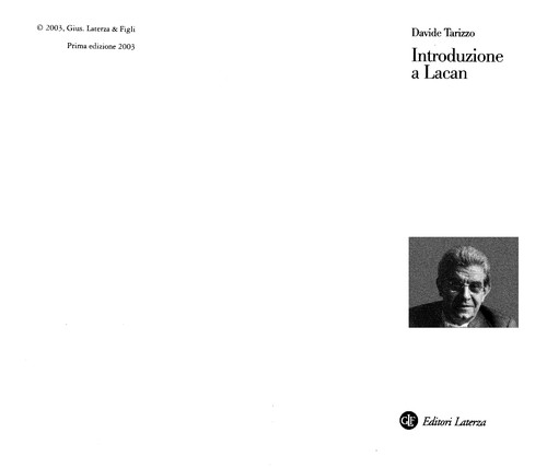 Davide Tarizzo: Introduzione a Lacan (Italian language, 2003, GLF editori Laterza)