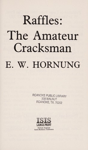 E. W. Hornung: Raffles,the amateur cracksman (Hardcover, 1991, Clio)