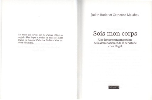 Judith Butler: Sois mon corps (French language, 2009, Bayard)