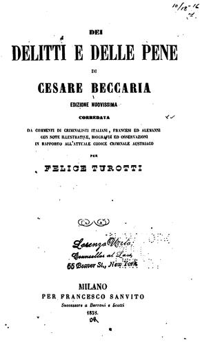 Cesare Beccaria: Dei delitti e delle pene (1858, F. Sanvito)
