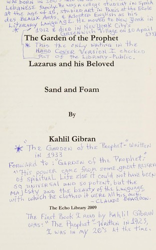 Kahlil Gibran: The garden of the prophet (2009, The Echo Library)