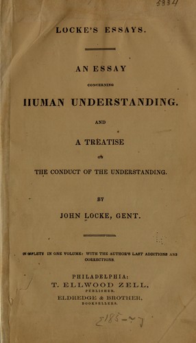 John Locke: An essay concerning human understanding. (1850, T.E. Zell)