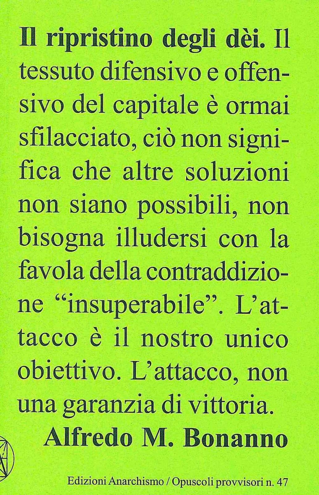 Alfredo Maria Bonanno: Il ripristino degli dèi (italiano language, 2013, Edizioni Anarchismo)