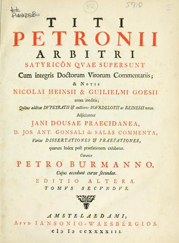 Petronius Arbiter: Titi Petronii Arbitri Satyricôn quae supersunt (Latin language, 1743, Apud Iansonio-Waesbergios)