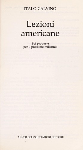 Italo Calvino: Lezioni americane (Italian language, 1993, Mondadori)