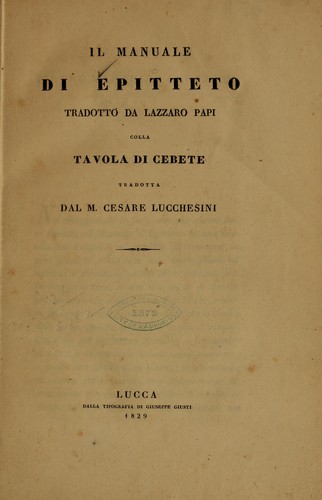 Epictetus: Il manuale di Epitteto (Italian language, 1829)