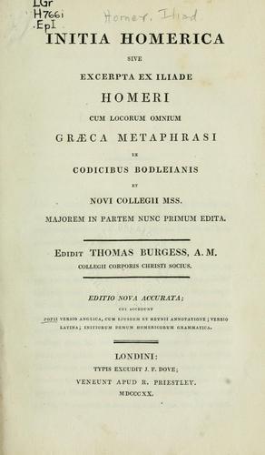 Homer: Initia Homerica (Ancient Greek language, 1820, Dove)