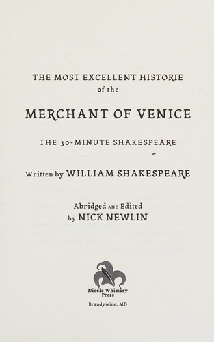 Nick Newlin, William Shakespeare: Merchant of Venice (2014, Nicolo Whimsey Press)