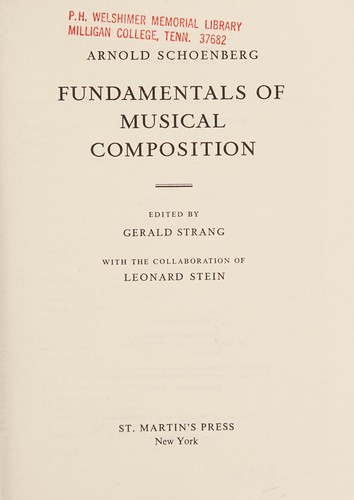 Arnold Schoenberg: Fundamentals of musical composition. (1967, St. Martin's Press)