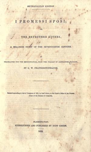 Alessandro Manzoni: I promessi sposi (1834, D. Green)